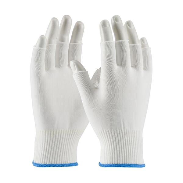 PIP Medium Weight Seamless Knit Nylon Clean Environment Glove - Half-Finger, White, Medium, 300/pr - 40-732/M