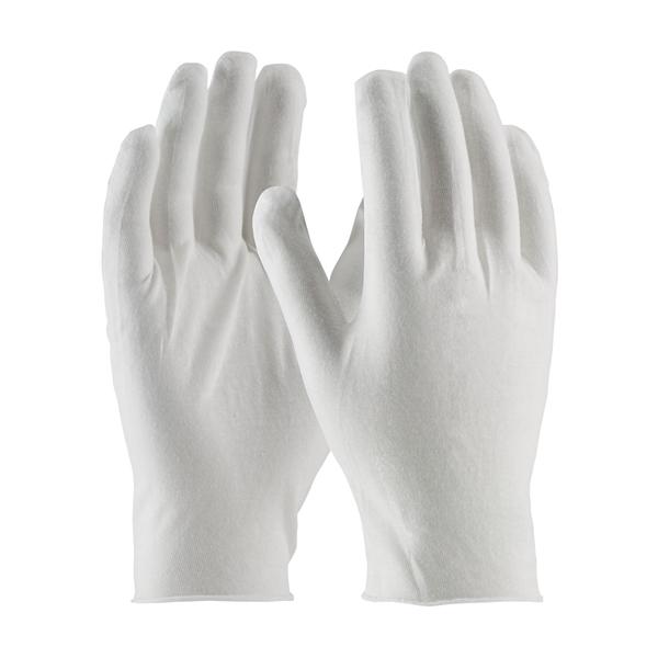 PIP Premium, Light Weight Cotton Lisle Inspection Glove with Unhemmed Cuff - 10.5", White, 1200/pr - 97-500/10