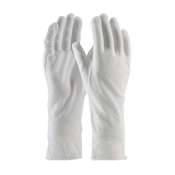PIP Premium, Light Weight Cotton Lisle Inspection Glove with Unhemmed Cuff - 14", White, 600/pr - 97-500/14