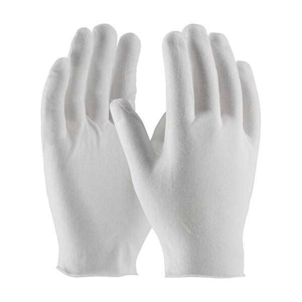 PIP Economy, Light Weight Cotton Lisle / Polyester Inspection Glove with Unhemmed Cuff - Men's, White, 1200/pr - 97-510