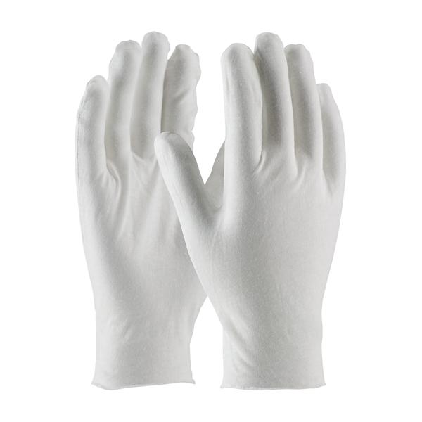 PIP Medium Weight Cotton Lisle Inspection Glove with Unhemmed Cuff - 10.", White, pk/12 - 97-520/10