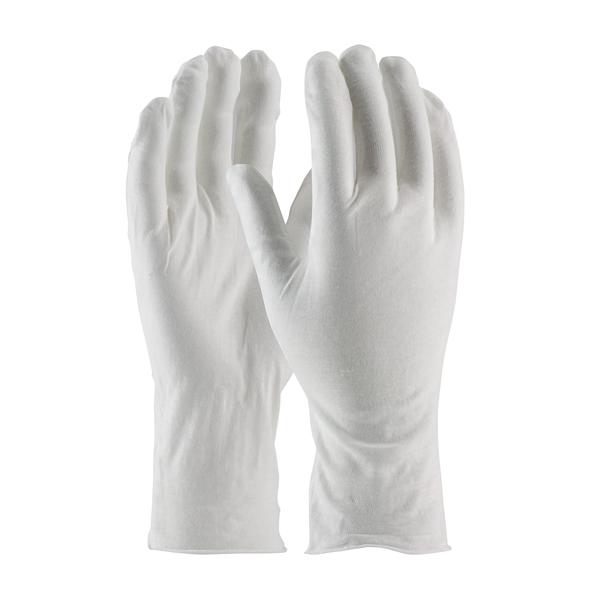 PIP Medium Weight Cotton Lisle Inspection Glove with Unhemmed Cuff - 12", White, pk/12 - 97-520/12