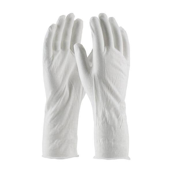PIP Medium Weight Cotton Lisle Inspection Glove with Unhemmed Cuff - 14", White, 300/pr - 97-520/14