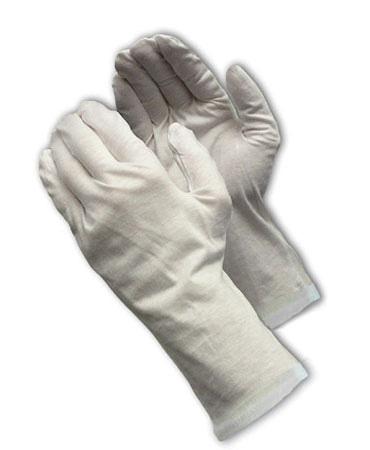 PIP Medium Weight Cotton Lisle Inspection Glove with Rolled Hem Cuff - 12", White, 300/pr - 97-520/12R