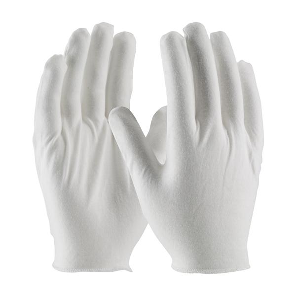 PIP Medium Weight Cotton Lisle Inspection Glove with Overcast Hem Cuff - Men's, White, 600/pr - 97-520H