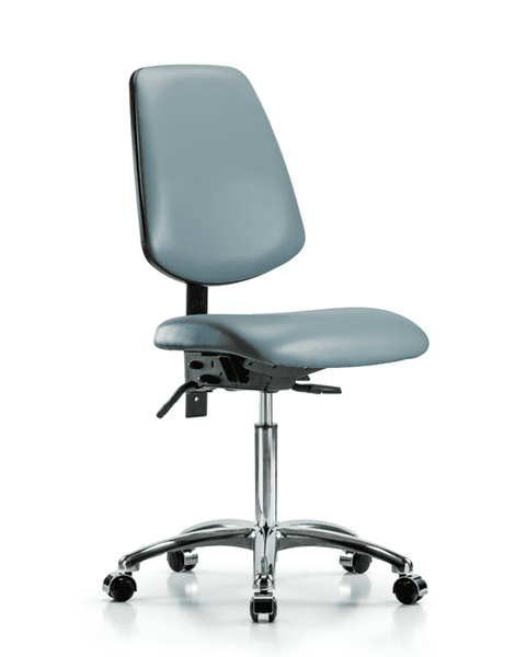 Vinyl Chair Chrome - Medium Bench Height with Medium Back & Casters in Storm Supernova Vinyl - VMBCH-MB-CR-T0-A0-NF-CC-8822