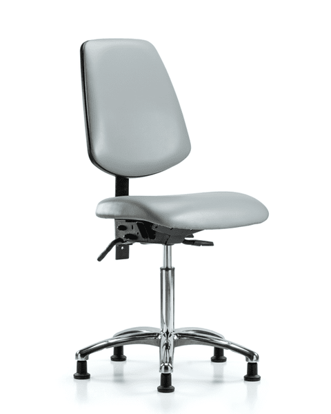 Vinyl Chair Chrome - Medium Bench Height with Medium Back & Stationary Glides in Dove Trailblazer Vinyl - VMBCH-MB-CR-T0-A0-NF-RG-8567