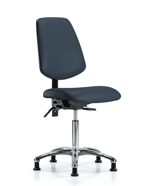 Vinyl Chair Chrome - Medium Bench Height with Medium Back & Stationary Glides in Imperial Blue Trailblazer Vinyl - VMBCH-MB-CR-T0-A0-NF-RG-8582