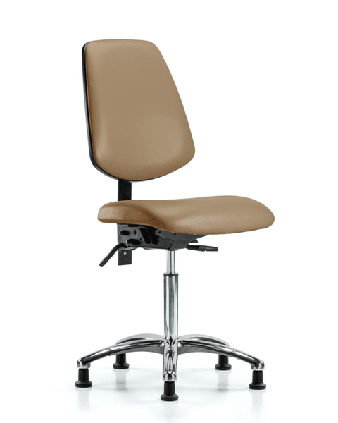 Vinyl Chair Chrome - Medium Bench Height with Medium Back & Stationary Glides in Taupe Trailblazer Vinyl - VMBCH-MB-CR-T0-A0-NF-RG-8584