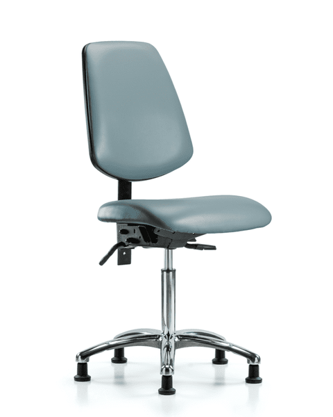 Vinyl Chair Chrome - Medium Bench Height with Medium Back & Stationary Glides in Storm Supernova Vinyl - VMBCH-MB-CR-T0-A0-NF-RG-8822