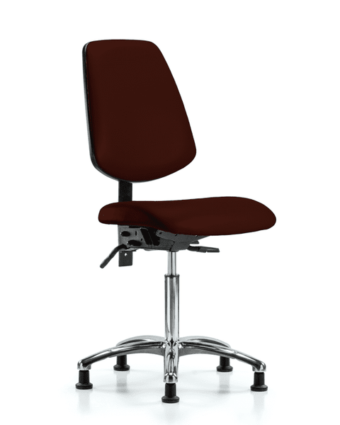 Vinyl Chair Chrome - Medium Bench Height with Medium Back, Seat Tilt, & Stationary Glides in Burgundy Trailblazer Vinyl - VMBCH-MB-CR-T1-A0-NF-RG-8569
