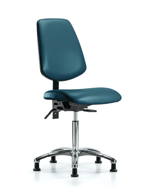 Vinyl Chair Chrome - Medium Bench Height with Medium Back, Seat Tilt, & Stationary Glides in Marine Blue Supernova Vinyl - VMBCH-MB-CR-T1-A0-NF-RG-8801
