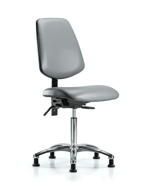 Vinyl Chair Chrome - Medium Bench Height with Medium Back, Seat Tilt, & Stationary Glides in Sterling Supernova Vinyl - VMBCH-MB-CR-T1-A0-NF-RG-8840