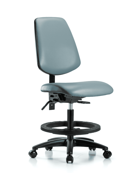 Vinyl Chair - Medium Bench Height with Medium Back, Black Foot Ring, & Casters in Storm Supernova Vinyl - VMBCH-MB-RG-T0-A0-BF-RC-8822