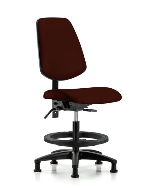 Vinyl Chair - Medium Bench Height with Medium Back, Black Foot Ring, & Stationary Glides in Burgundy Trailblazer Vinyl - VMBCH-MB-RG-T0-A0-BF-RG-8569