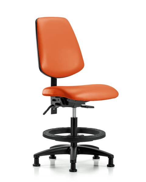 Vinyl Chair - Medium Bench Height with Medium Back, Black Foot Ring, & Stationary Glides in Orange Kist Trailblazer Vinyl - VMBCH-MB-RG-T0-A0-BF-RG-8613