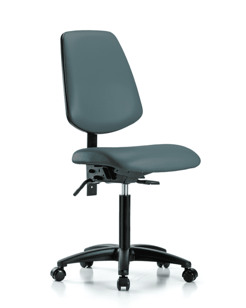 Vinyl Chair - Medium Bench Height with Medium Back & Casters in Colonial Blue Trailblazer Vinyl - VMBCH-MB-RG-T0-A0-NF-RC-8546