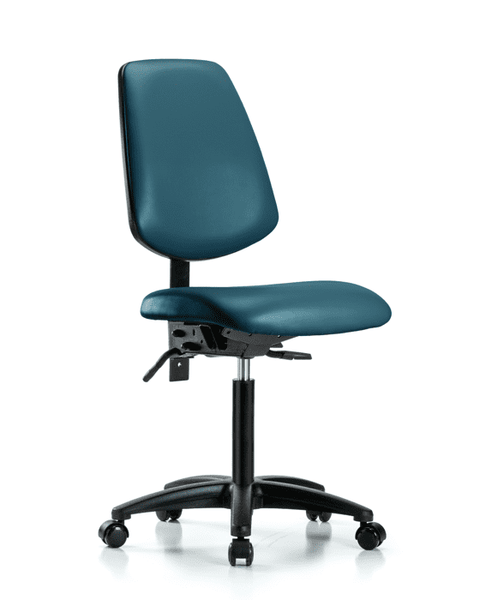 Vinyl Chair - Medium Bench Height with Medium Back & Casters in Marine Blue Supernova Vinyl - VMBCH-MB-RG-T0-A0-NF-RC-8801