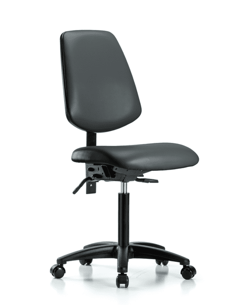 Vinyl Chair - Medium Bench Height with Medium Back & Casters in Carbon Supernova Vinyl - VMBCH-MB-RG-T0-A0-NF-RC-8823