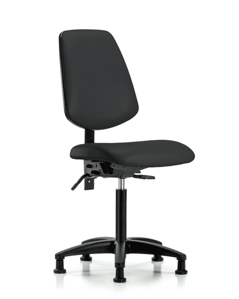 Vinyl Chair - Medium Bench Height with Medium Back & Stationary Glides in Black Trailblazer Vinyl - VMBCH-MB-RG-T0-A0-NF-RG-8540