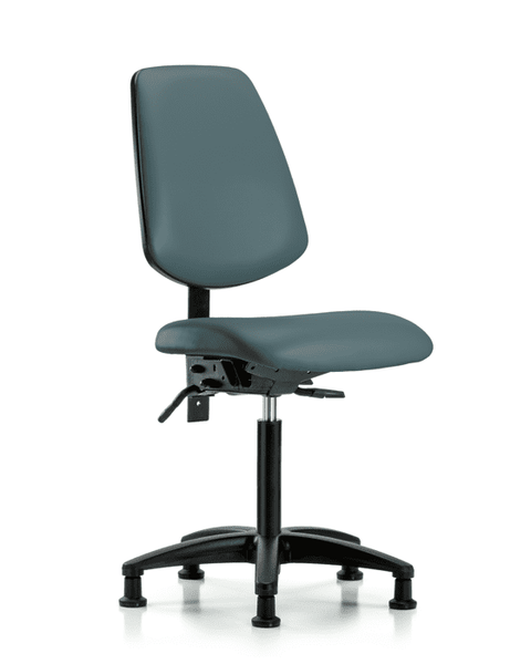 Vinyl Chair - Medium Bench Height with Medium Back & Stationary Glides in Colonial Blue Trailblazer Vinyl - VMBCH-MB-RG-T0-A0-NF-RG-8546