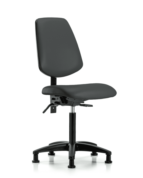 Vinyl Chair - Medium Bench Height with Medium Back & Stationary Glides in Charcoal Trailblazer Vinyl - VMBCH-MB-RG-T0-A0-NF-RG-8605