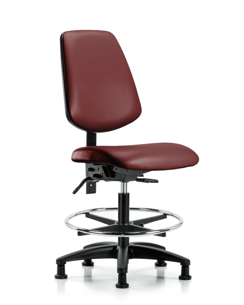 Vinyl Chair - Medium Bench Height with Medium Back, Seat Tilt, Chrome Foot Ring, & Stationary Glides in Borscht Supernova Vinyl - VMBCH-MB-RG-T1-A0-CF-RG-8815