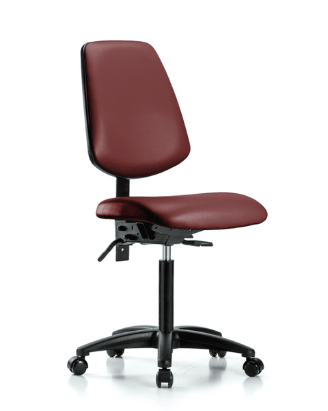 Vinyl Chair - Medium Bench Height with Medium Back, Seat Tilt, & Casters in Borscht Supernova Vinyl - VMBCH-MB-RG-T1-A0-NF-RC-8815