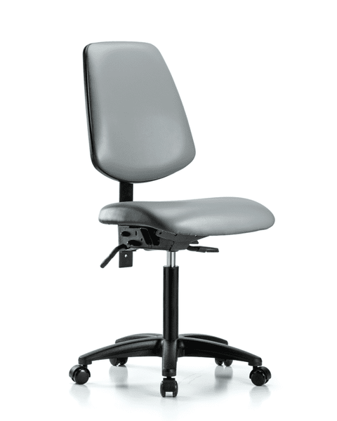 Vinyl Chair - Medium Bench Height with Medium Back, Seat Tilt, & Casters in Sterling Supernova Vinyl - VMBCH-MB-RG-T1-A0-NF-RC-8840