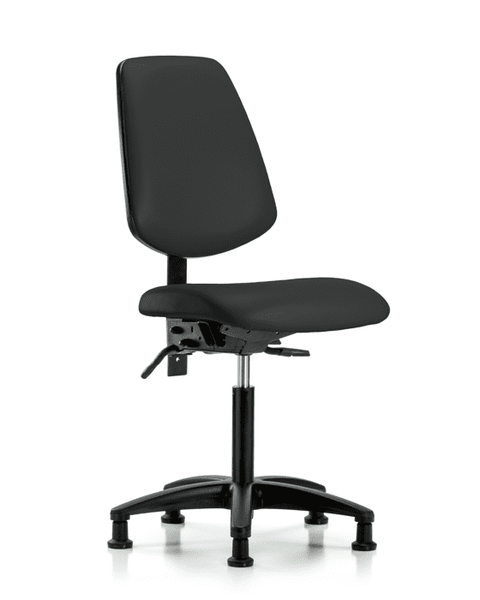 Vinyl Chair - Medium Bench Height with Medium Back, Seat Tilt, & Stationary Glides in Black Trailblazer Vinyl - VMBCH-MB-RG-T1-A0-NF-RG-8540