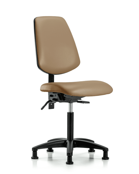 Vinyl Chair - Medium Bench Height with Medium Back, Seat Tilt, & Stationary Glides in Taupe Trailblazer Vinyl - VMBCH-MB-RG-T1-A0-NF-RG-8584