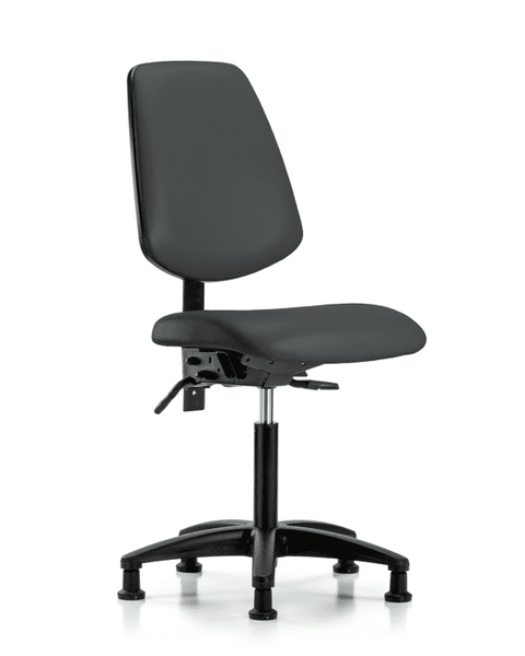 Vinyl Chair - Medium Bench Height with Medium Back, Seat Tilt, & Stationary Glides in Charcoal Trailblazer Vinyl - VMBCH-MB-RG-T1-A0-NF-RG-8605