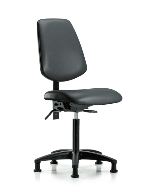 Vinyl Chair - Medium Bench Height with Medium Back, Seat Tilt, & Stationary Glides in Carbon Supernova Vinyl - VMBCH-MB-RG-T1-A0-NF-RG-8823