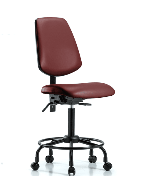 Vinyl Chair - Medium Bench Height with Round Tube Base, Medium Back, & Casters in Borscht Supernova Vinyl - VMBCH-MB-RT-T0-A0-RC-8815