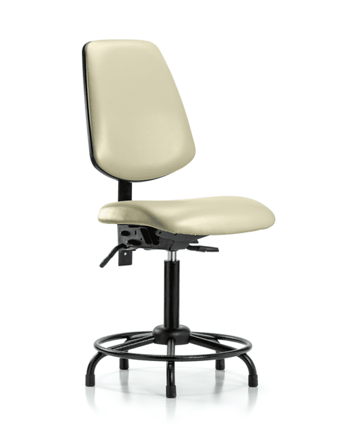 Vinyl Chair - Medium Bench Height with Round Tube Base, Medium Back, & Stationary Glides in Adobe White Trailblazer Vinyl - VMBCH-MB-RT-T0-A0-RG-8501