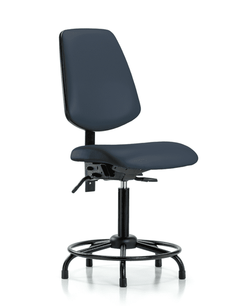 Vinyl Chair - Medium Bench Height with Round Tube Base, Medium Back, & Stationary Glides in Imperial Blue Trailblazer Vinyl - VMBCH-MB-RT-T0-A0-RG-8582
