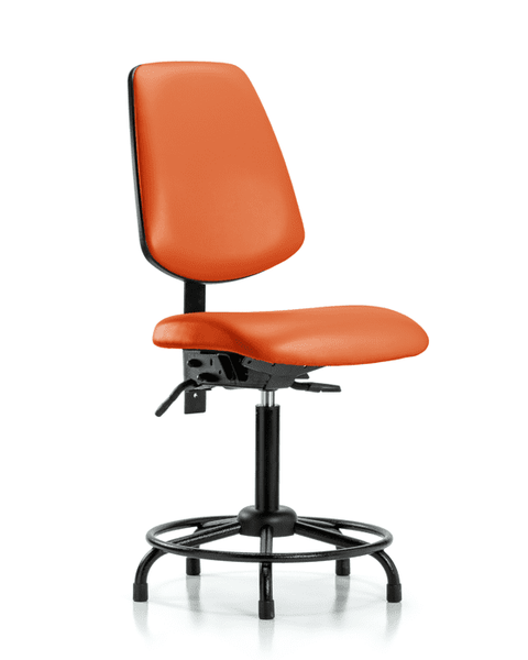 Vinyl Chair - Medium Bench Height with Round Tube Base, Medium Back, & Stationary Glides in Orange Kist Trailblazer Vinyl - VMBCH-MB-RT-T0-A0-RG-8613