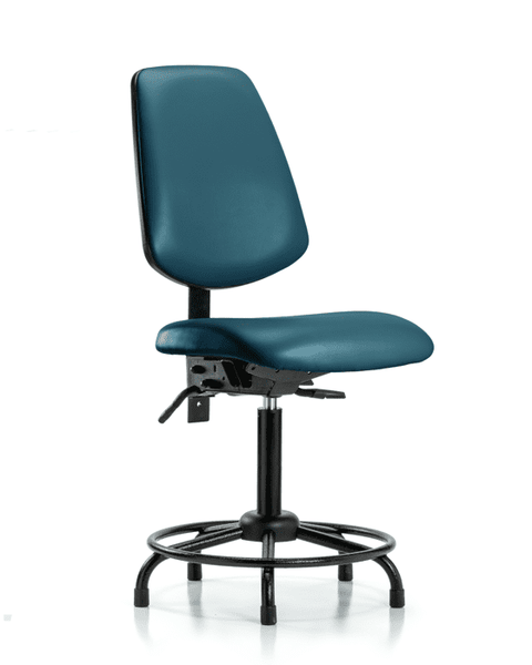 Vinyl Chair - Medium Bench Height with Round Tube Base, Medium Back, & Stationary Glides in Marine Blue Supernova Vinyl - VMBCH-MB-RT-T0-A0-RG-8801