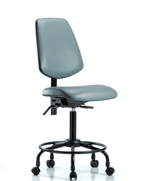 Vinyl Chair - Medium Bench Height with Round Tube Base, Medium Back, Seat Tilt, & Casters in Storm Supernova Vinyl - VMBCH-MB-RT-T1-A0-RC-8822
