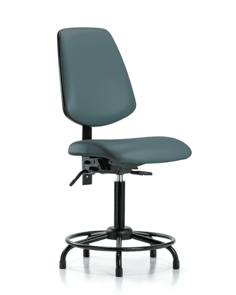 Vinyl Chair - Medium Bench Height with Round Tube Base, Medium Back, Seat Tilt, & Stationary Glides in Colonial Blue Trailblazer Vinyl - VMBCH-MB-RT-T1-A0-RG-8546