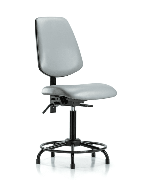 Vinyl Chair - Medium Bench Height with Round Tube Base, Medium Back, Seat Tilt, & Stationary Glides in Dove Trailblazer Vinyl - VMBCH-MB-RT-T1-A0-RG-8567