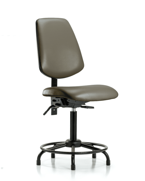 Vinyl Chair - Medium Bench Height with Round Tube Base, Medium Back, Seat Tilt, & Stationary Glides in Taupe Supernova Vinyl - VMBCH-MB-RT-T1-A0-RG-8809