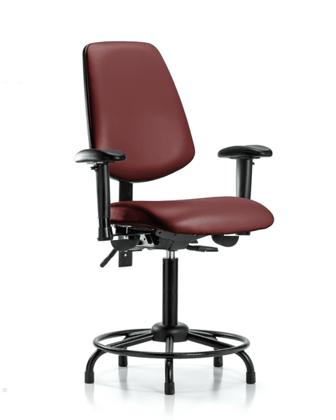 Vinyl Chair - Medium Bench Height with Round Tube Base, Medium Back, Seat Tilt, Adjustable Arms, & Stationary Glides in Borscht Supernova Vinyl - VMBCH-MB-RT-T1-A1-RG-8815