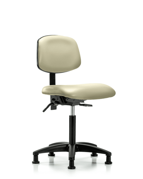 Vinyl Chair - Medium Bench Height with Stationary Glides in Adobe White Trailblazer Vinyl - VMBCH-RG-T0-A0-NF-RG-8501