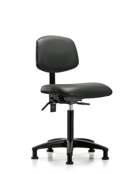 Vinyl Chair - Medium Bench Height with Stationary Glides in Carbon Supernova Vinyl - VMBCH-RG-T0-A0-NF-RG-8823