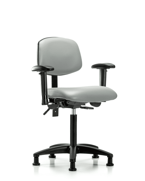 Vinyl Chair - Medium Bench Height with Adjustable Arms & Stationary Glides in Dove Trailblazer Vinyl - VMBCH-RG-T0-A1-NF-RG-8567