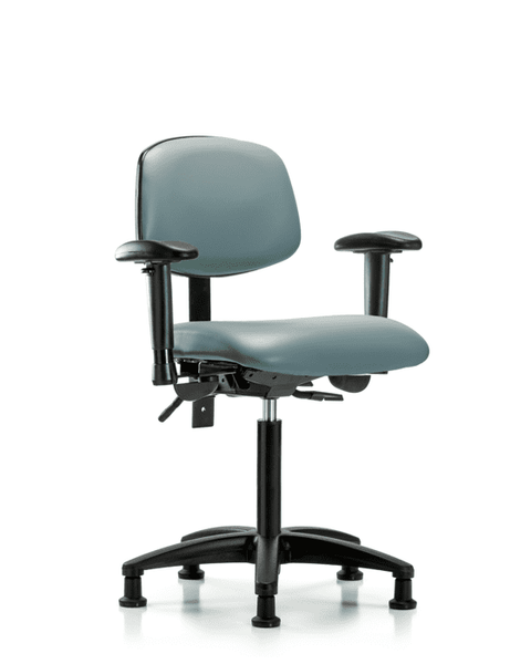 Vinyl Chair - Medium Bench Height with Adjustable Arms & Stationary Glides in Storm Supernova Vinyl - VMBCH-RG-T0-A1-NF-RG-8822