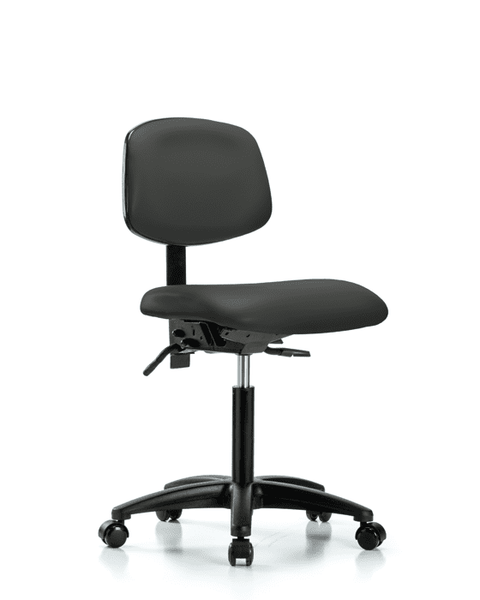 Vinyl Chair - Medium Bench Height with Seat Tilt & Casters in Charcoal Trailblazer Vinyl - VMBCH-RG-T1-A0-NF-RC-8605