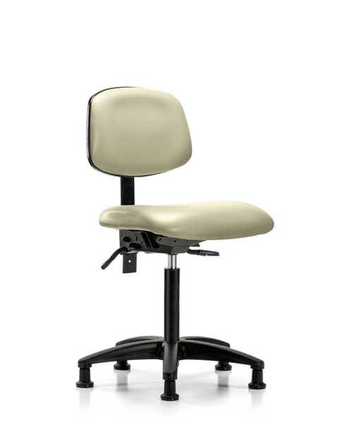 Vinyl Chair - Medium Bench Height with Seat Tilt & Stationary Glides in Adobe White Trailblazer Vinyl - VMBCH-RG-T1-A0-NF-RG-8501