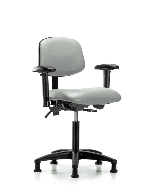 Vinyl Chair - Medium Bench Height with Seat Tilt, Adjustable Arms, & Stationary Glides in Dove Trailblazer Vinyl - VMBCH-RG-T1-A1-NF-RG-8567